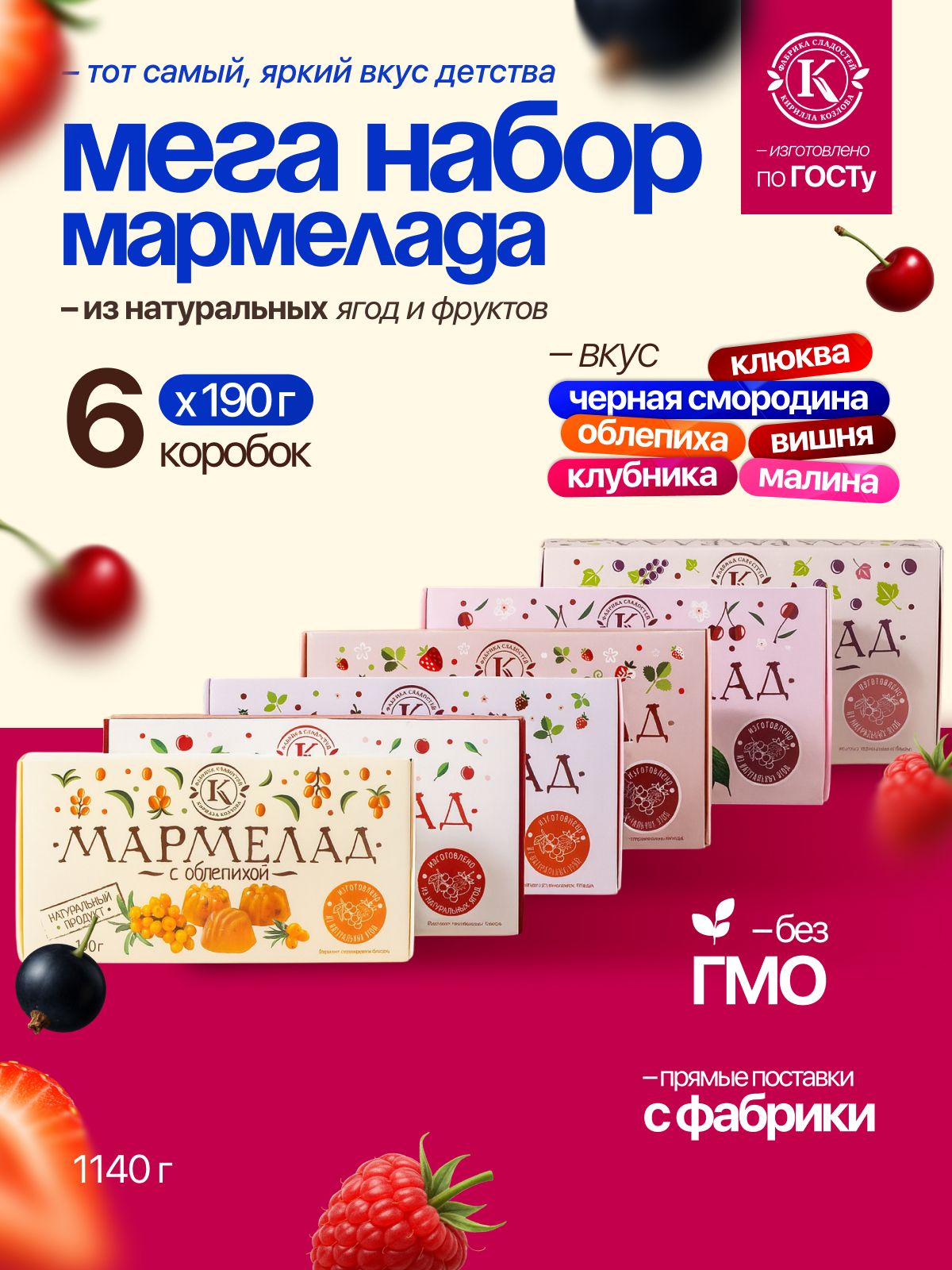 Подарочный набор мармелада ягодное ассорти